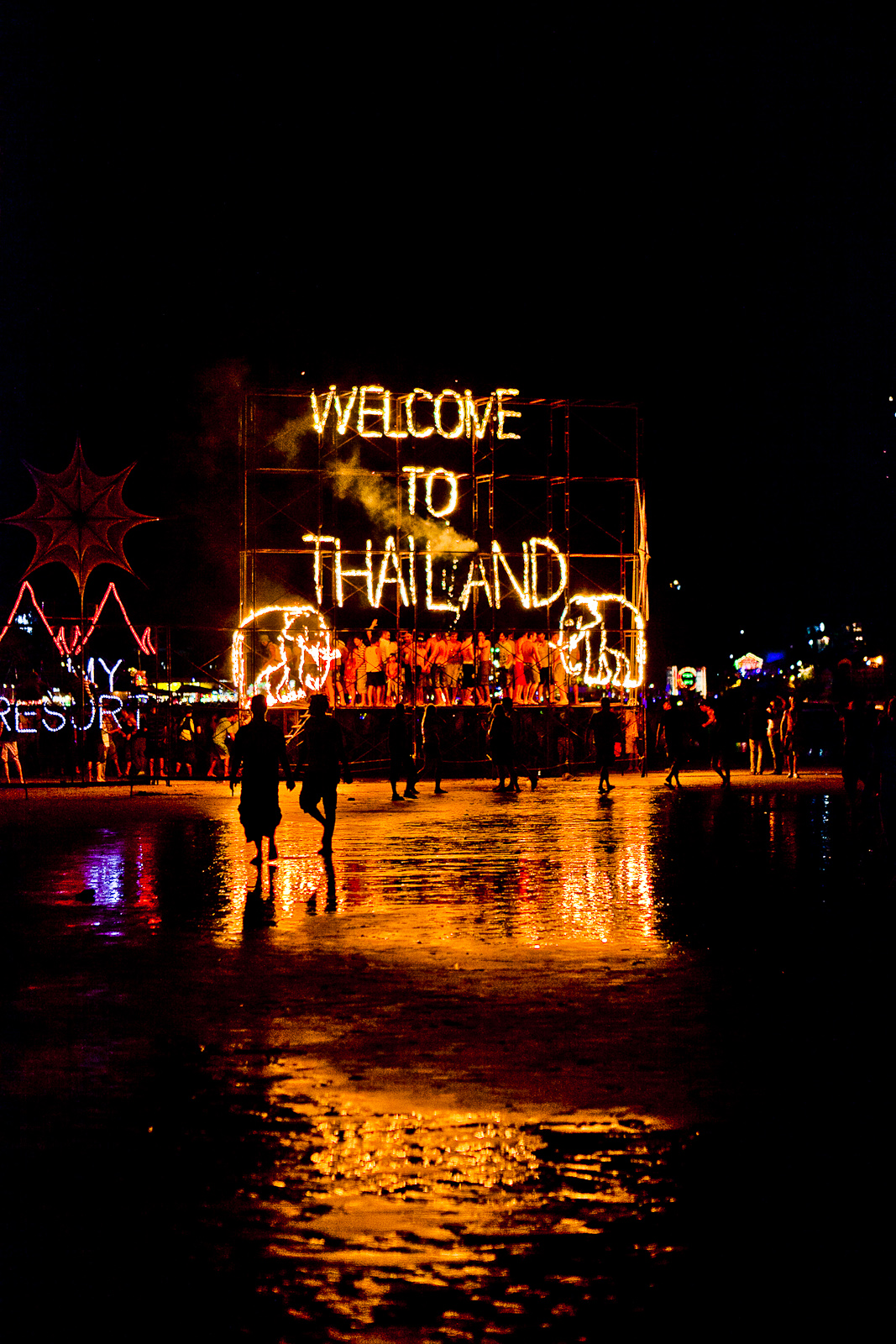 Crowds dancing at Full Moon Party Koh Phangan