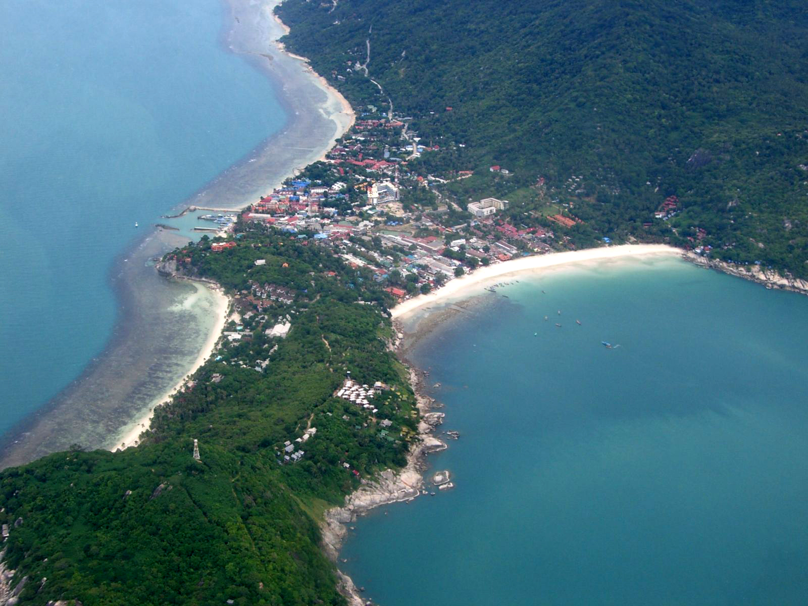 Aerial view of Haad Rin beach Koh Phangan