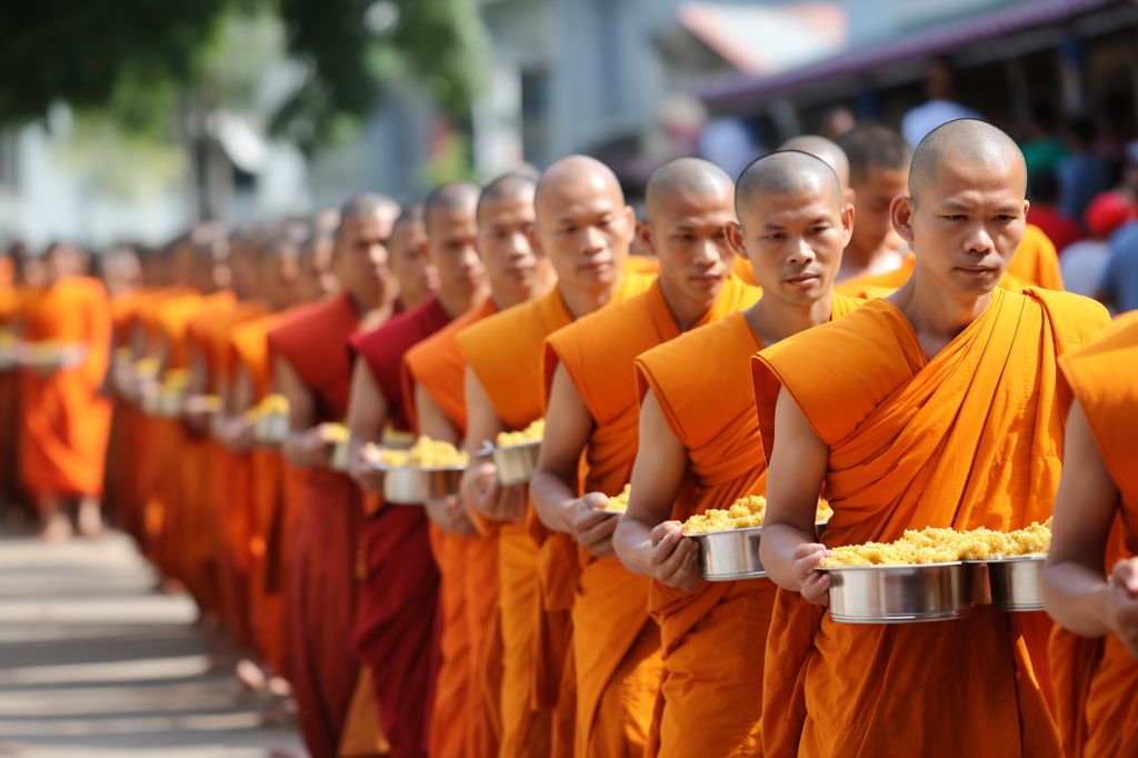A Gathering of 10,000 Buddhist Monks in Hat Yai for Annual Mass Alms Offerings